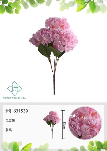 [631539.29] Ramo de flores artificiales Hortensia 96 pétalos 47 cm - Decoración floral