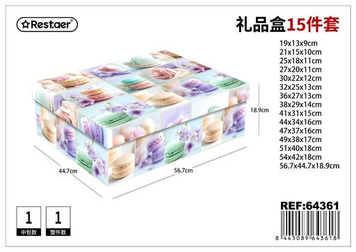 [64361] Set de cajas de cartón de 15 piezas 56.7x44.7x18.9 cm - Embalaje y regalos