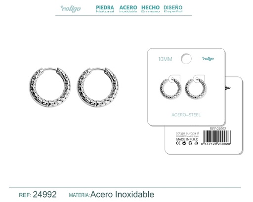 [24992] Aro de acero 10mm color plateado - Joyería y accesorios