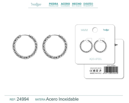 [24994] Aro de acero 14mm color plateado - Joyería y accesorios