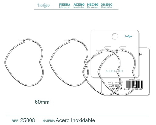 [25008] Aro de acero 60mm color plateado - Joyería y accesorios