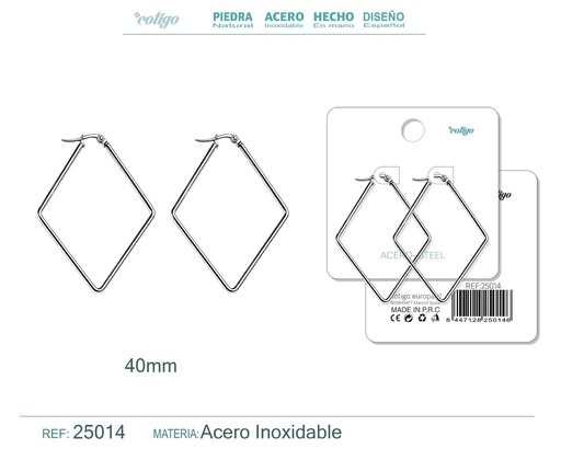 [25014] Aro de acero plateado de 40 mm - Joyería y accesorios de moda