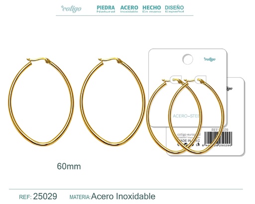 [25029] Aro de acero plateado de 60 mm - Joyas de acero