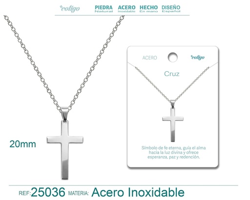 [25036] Colgante de cruz latina de acero plateado - Joyas religiosas y colgantes