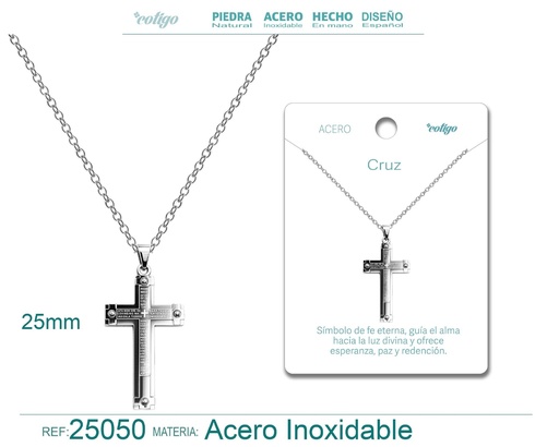[25050] Colgante de cruz latina de acero plateado - Joyas religiosas y colgantes