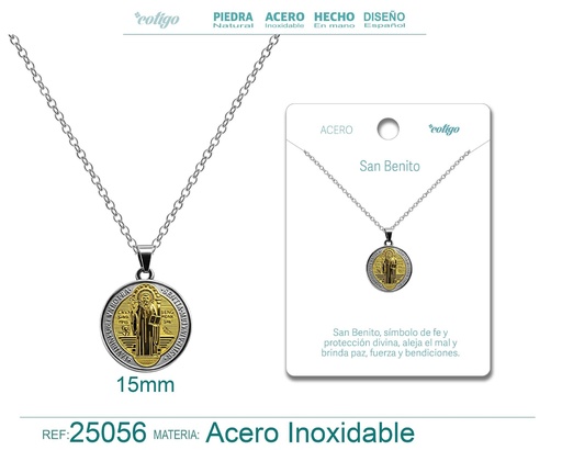 [25056] Colgante de San Benito de acero inoxidable - Joyas religiosas y colgantes