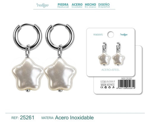 [25261] Pendientes de perlas Balotelli con aro de acero plateado - Joyas de perlas