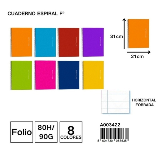 [A003422]  Cuaderno de tapas duras A4 de 80 hojas 90g - Material escolar