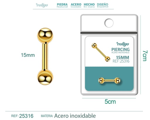 [25316] Piercing de acero antialérgico dorado - Joyas de body piercing