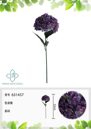 [631457MORADO] Rama de flores artificiales 3D de manzana 53 cm - Novedad en decoración