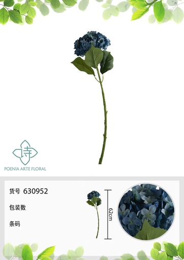 [630952AZUL] Rama de flor de hortensia de alta calidad - Decoración floral