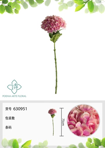 [630951ROSA] Rama de hortensia de alta calidad - Decoración floral