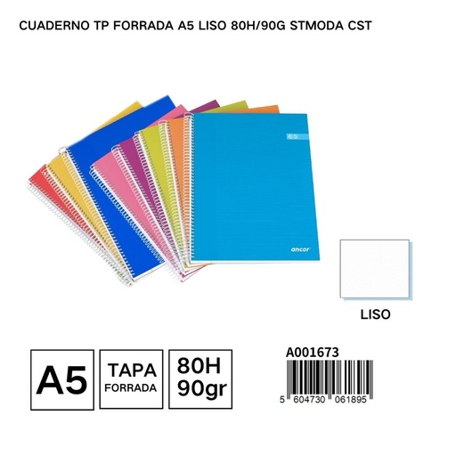 [A001673] Cuaderno EXTRADURA liso A5 80 páginas 90g - Cuaderno resistente para escribir