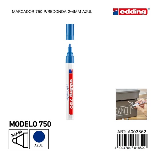 [A003862] EDDING marcador 750 p/redonda 2-4mm azul sin traspaso - Material de oficina