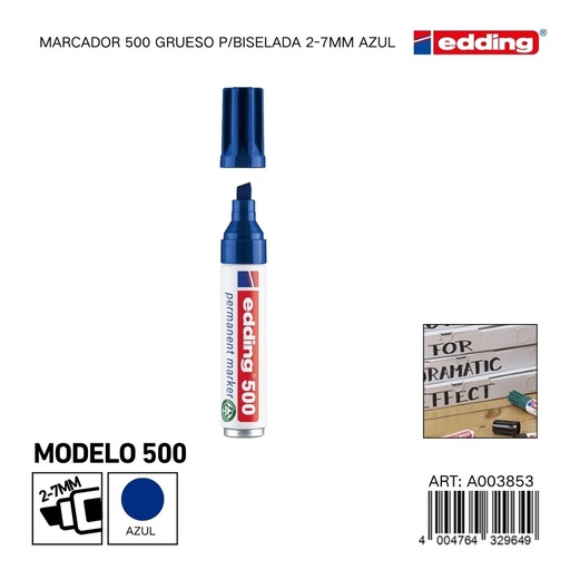 [A003853] EDDING marcador 500 grueso p/biselada 2-7mm azul - Material de oficina