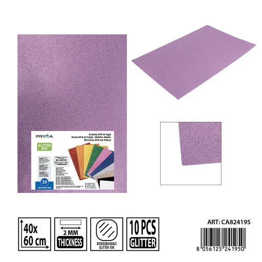 [0243769] Goma EVA con purpurina bio 40x60 cm 2 mm lila - Material de arte y manualidades 