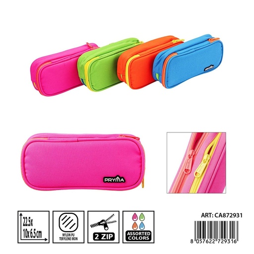 [0241922] Estuche cremallera PRYMA dual 22.5x10x6.5 cm - Estuches y mochilas