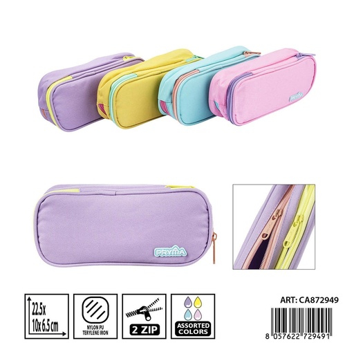 [0241919] Estuche cremallera PRYMA dual 22.5x10x6.5 cm color pastel - Estuches y mochilas