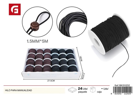[186311202] Hilo elástico 1.5mm 5M negro y café - Accesorios de costura y manualidades