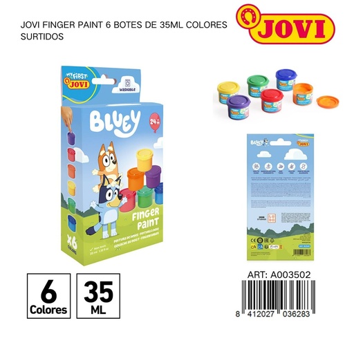 [A003502] Pintura de dedos Jovi 6 botes 35ml - Material de manualidades y arte