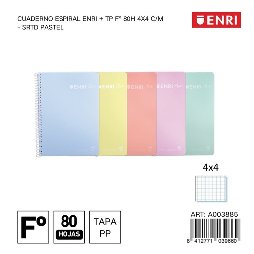 [A003885] Cuaderno Enri 4x4 pastel 5 unidades - Papelería y material escolar