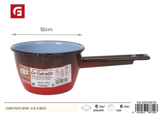 [200408712]  Cazo pico 12 cm - 0.7L adecuado para fuego - Utensilios de cocina