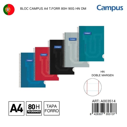 [A003514] BLOC CAMPUS A4 T.FORR 80H 90G HN DM - Libreta dura y resistente