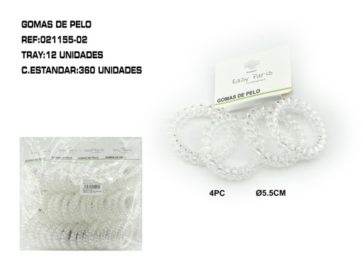 [021155-02] Coletero de cable 5.5 cm 12/u - Accesorios para el cabello y coleteros