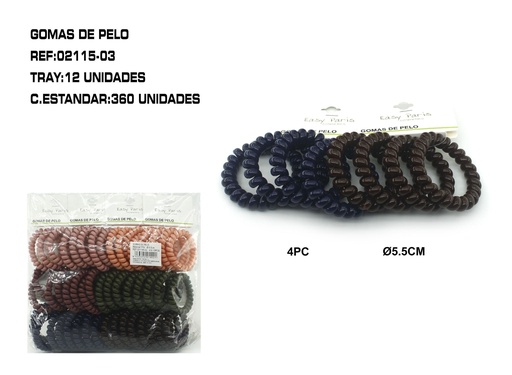 [021155-03] Coletero de cable 5.5 cm 12/u - Accesorios para el cabello y coleteros