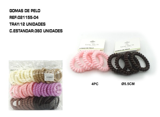 [021155-04] Coletero de cable 5.5 cm 12/u - Accesorios para el cabello y coleteros