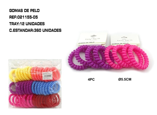[021155-05] Coletero de cable 5.5 cm 12/u - Accesorios para el cabello y coleteros
