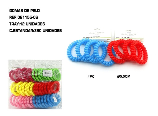 [021155-06] Coletero de cable 5.5 cm 12/u - Accesorios para el cabello y coleteros