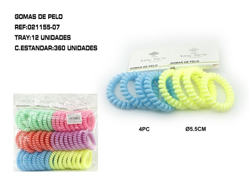 [021155-07] Coletero de cable 5.5 cm 12/u - Accesorios para el cabello y coleteros