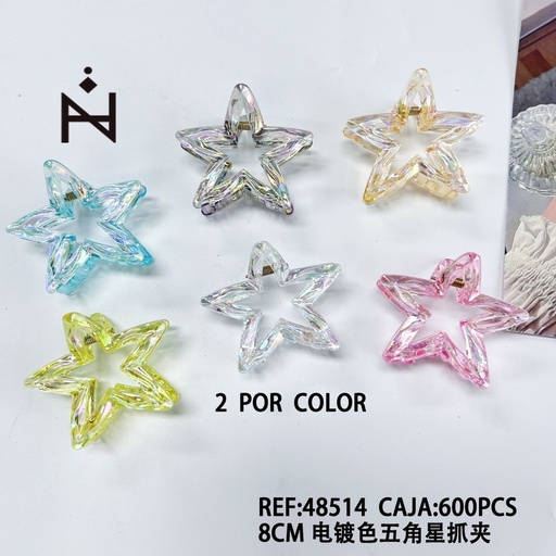[8434832485148] Pack de 12 pinzas de pelo estrella - Accesorios para el cabello y pinzas decorativas