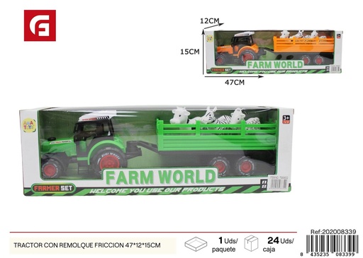 [202008339] Tractor con remolque fricción 47*12*15 cm - Juguetes y vehículos agrícolas