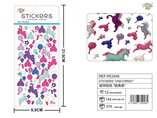 [PE2946] Stickers unicornio 9.5x21.5 cm - Novedades y decoración