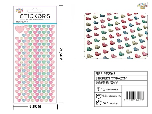 [PE2948] Stickers corazón 9.5x21.5 cm - Novedades y decoración