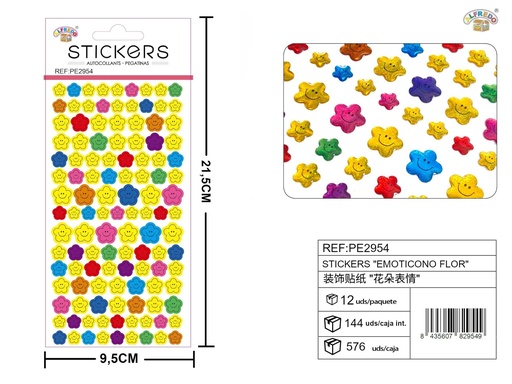 [PE2954] Stickers emoticono flor 9.5x21.5 cm - Novedades y decoración