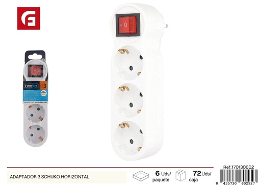 [170130602] Adaptador Schuko horizontal de tres hoyos - Accesorios eléctricos y adaptadores de enchufe
