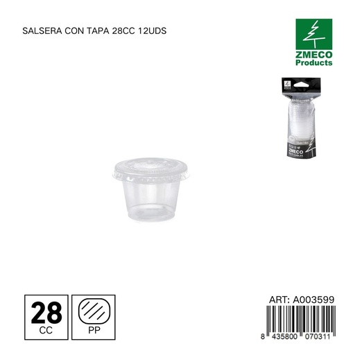 [A003599] Salsiera con tapa 28cc 12 uds - Menaje de cocina y almacenamiento