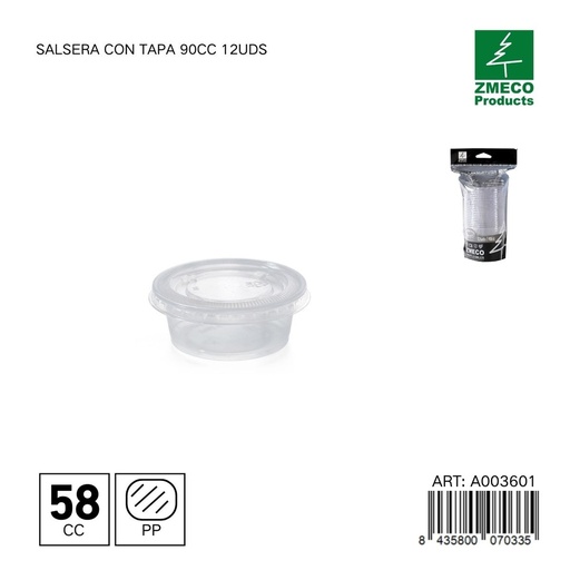 [A003601] Salsera con tapa 90 cc - Juego de dispensadores de cocina 12 uds