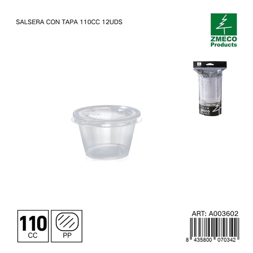 [A003602] Salsera con tapa 110 cc - Juego de dispensadores de cocina 12 uds