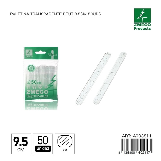 [A003811] Paletina transparente Reut 9.5 cm - Utensilios desechables y menaje