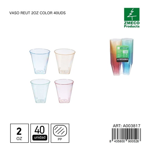 [A003817] Vaso Reut color 2 oz 40 uds - Utensilios desechables y menaje