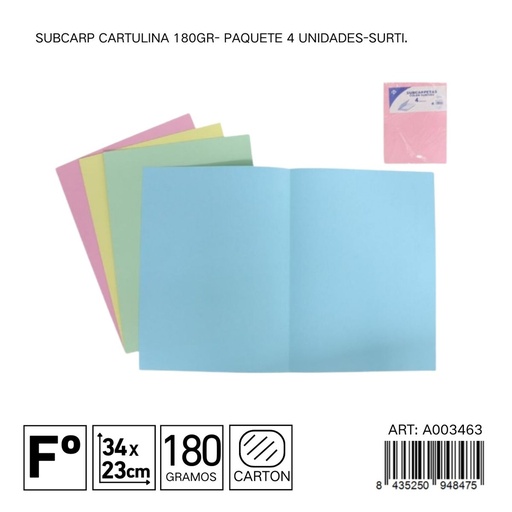 [A003463] Folio cartulina 180gr 4pz - Embalaje y archivadores 
