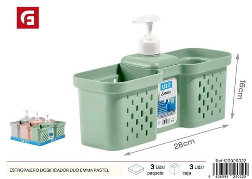[120929022] Estropajero dosificador duo Emma pastel - Plásticos de cocina y productos de limpieza