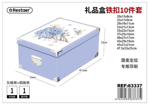 [63337] Caja 10 piezas con cierre metálico 47.5*33*23 cm - Set de empaques robustos