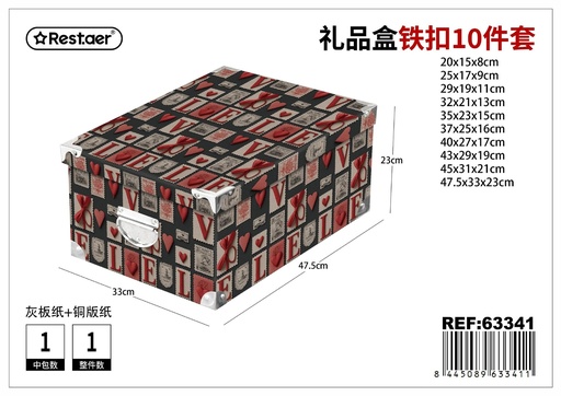 [63341] Caja 10 piezas con cierre metálico 47.5*33*23 cm - Set de empaques robustos