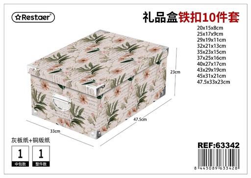 [63342] Caja 10 piezas con cierre metálico 47.5*33*23 cm - Set de empaques robustos