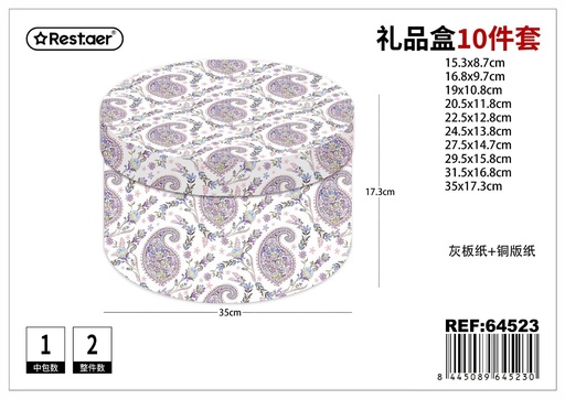 [64523] Caja redonda 10 piezas 35*17.3 cm - Set de empaques para regalos